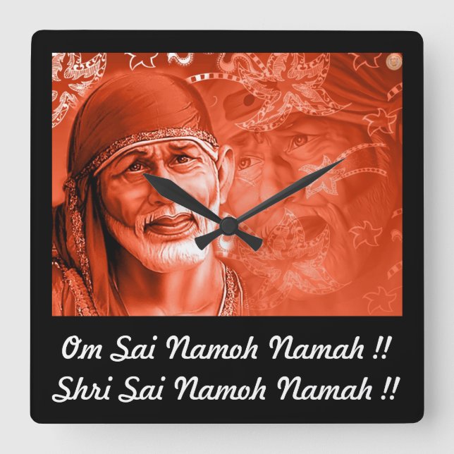 Wall clock - Square - Sai baba (Front)