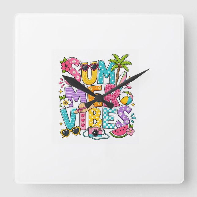 Wall Clock "Summer Vibes" – Colorful Tropical Desi (Front)