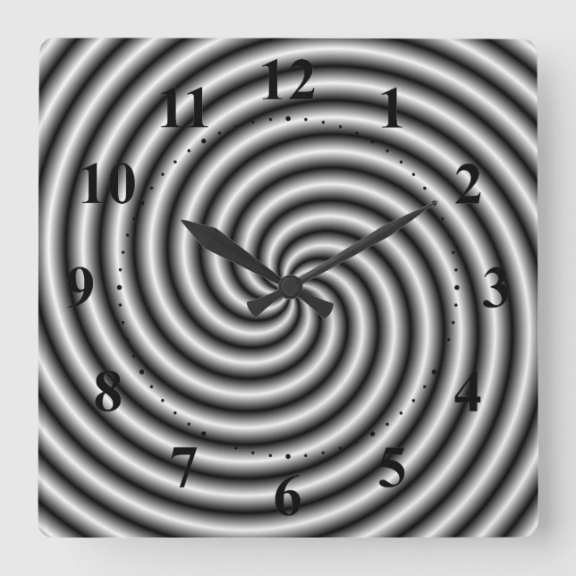 Wall Clock  The Swirl in Black and White (Front)
