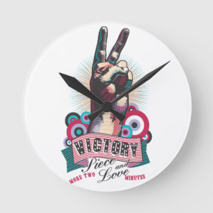 Wall Clock – Victory Peace & Love Pop-Art Design