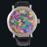 Wall Clock Watch<br><div class="desc">Colourful Exotic Floral Pattern-23148</div>