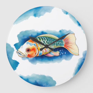 Wall Clock - Watercolor Series: Koi Fish