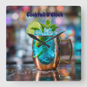 Wall clock with a colorful mixed drink design.