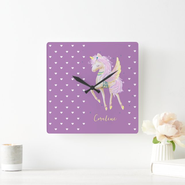 Wall clock with a cute image of a unicorn. (Home)