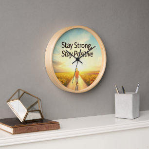 Wall Clock with a Positive Desig "Stay Strong"