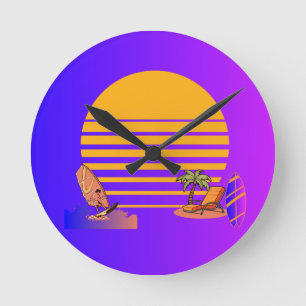 Wall Clock with Beach vibes and sun