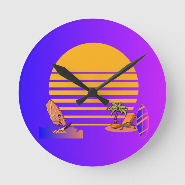 Wall Clock with Beach vibes and sun (Front)