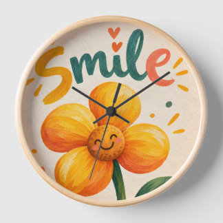 wall clock with beautiful flower on it