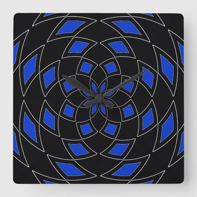 Wall Clock with black blue Abstract Design (Front)