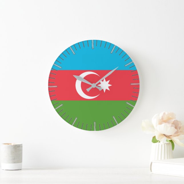 Wall Clock with Flag of Azerbaijan (Home)