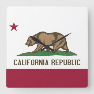 Wall Clock with Flag of California, USA