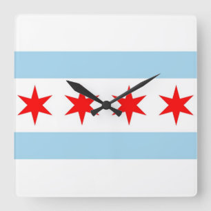 Wall Clock with Flag of Chicago, Illinois, USA
