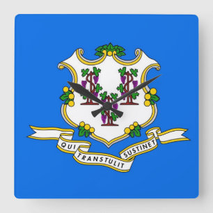 Wall Clock with Flag of Connecticut, USA