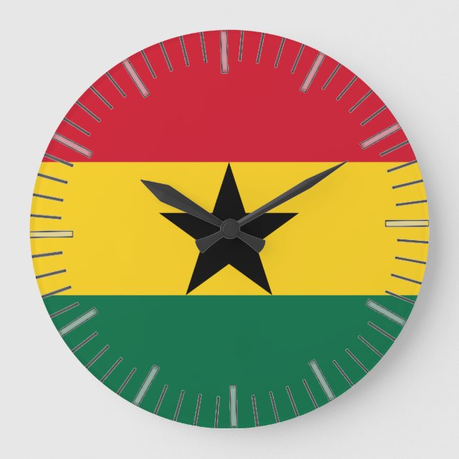 Wall Clock with Flag of Ghana (Front)