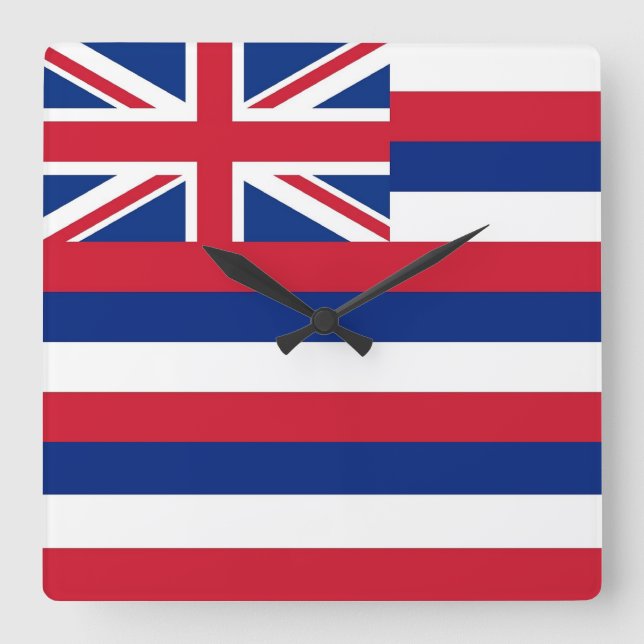 Wall Clock with Flag of Hawaii, USA (Front)