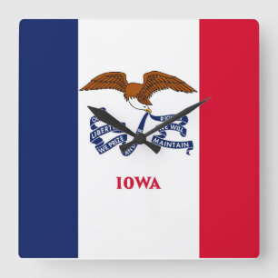 Wall Clock with Flag of Iowa, USA