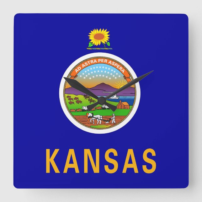 Wall Clock with Flag of Kansas, USA (Front)