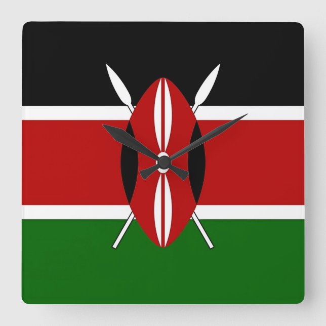 Wall Clock with Flag of Kenya (Front)