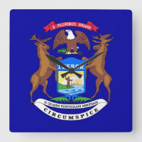 Wall Clock with Flag of Michigan, USA