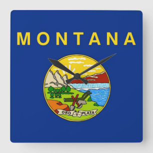 Wall Clock with Flag of Montana, USA