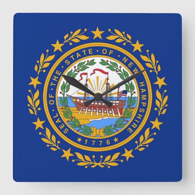 Wall Clock with Flag of New Hampshire, USA (Front)
