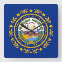 Wall Clock with Flag of New Hampshire, USA