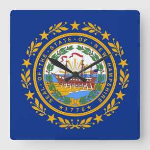 Wall Clock with Flag of New Hampshire, USA