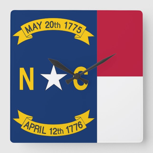 Wall Clock with Flag of North Carolina, USA (Front)
