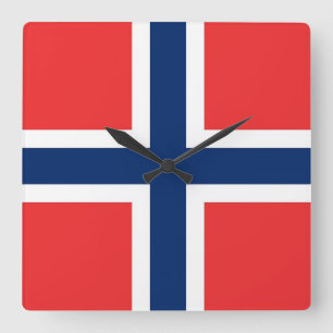 Wall Clock with Flag of Norway