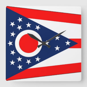 Wall Clock with Flag of Ohio, USA