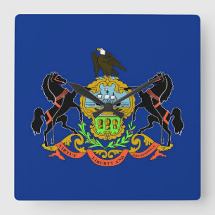 Wall Clock with Flag of Pennsylvania, USA