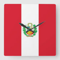 Wall Clock with Flag of Peru