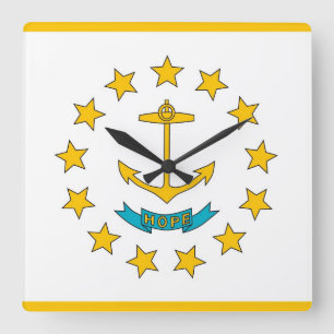 Wall Clock with Flag of Rhode Island, USA
