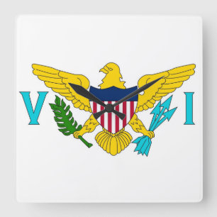 Wall Clock with Flag of Virgin Islands, USA