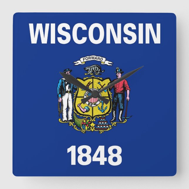 Wall Clock with Flag of Wisconsin, USA (Front)