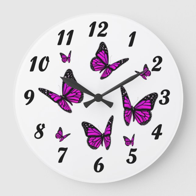 Wall Clock with Fluttering Butterflies (Front)