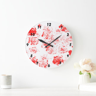 Wall Clock with handmade rose pattern