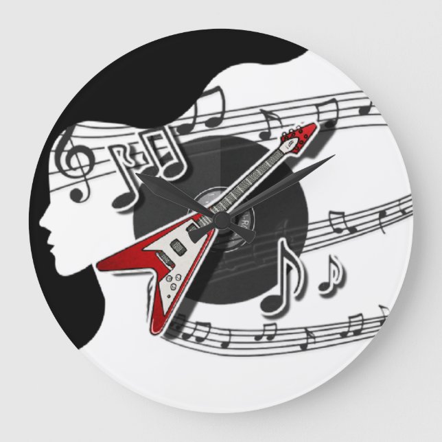 Wall Clock with Musical Notes And Woman (Front)