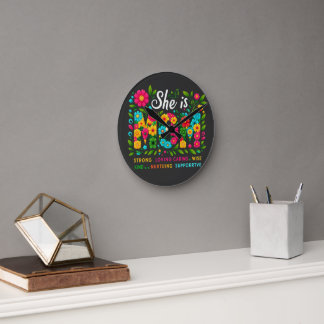 Wall Clock with She Is Mum Design