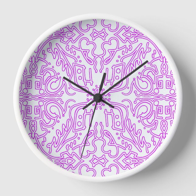 Wall Clock with Soft Pink Dream Mandala pattern (Front)