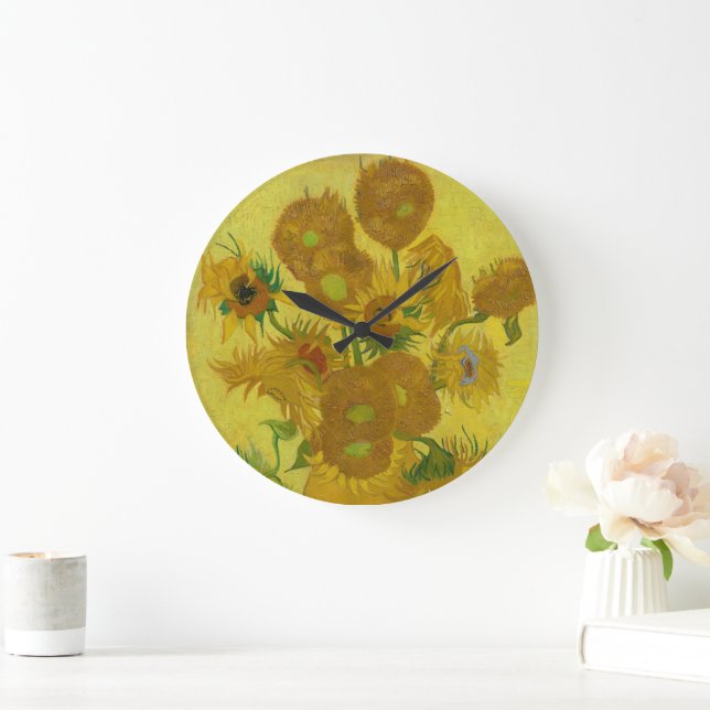 Wall Clock with Van Gogh's Sunflowers (Home)