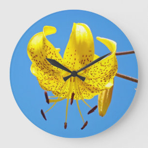 Wall Clocks Colourful Blue Sky Yellow Tiger Lily