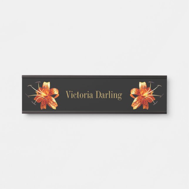 Wall Desk Hanging Name Plate Tiger Lilies (Front)