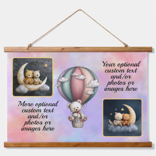 WALL HANGING - Teddy Bears & Crescent Moons Tapestry (Front)