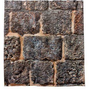 Wall masonry stone texture shower curtain