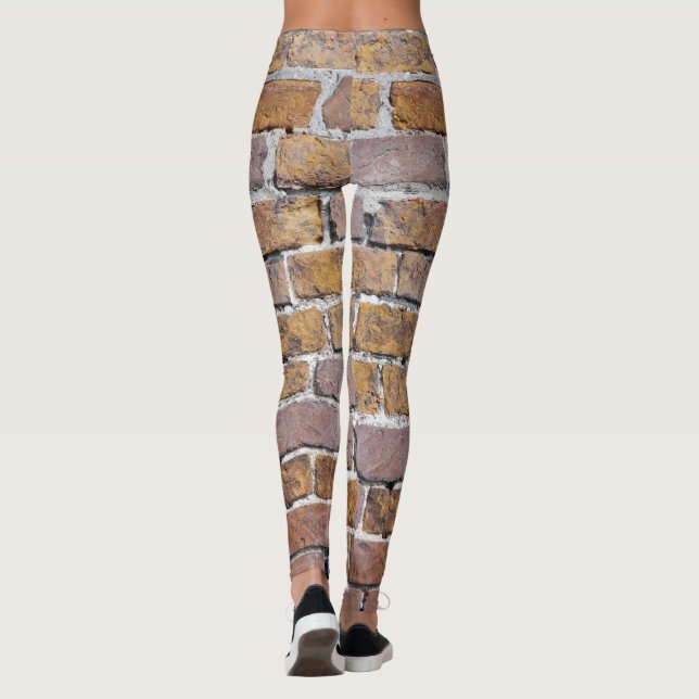 Wall of Bricks background Leggings (Back)