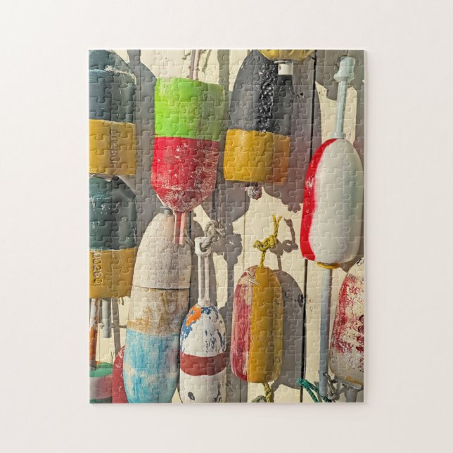 Wall of Buoys at Nantasket Beach Hull MA Jigsaw Puzzle (Vertical)