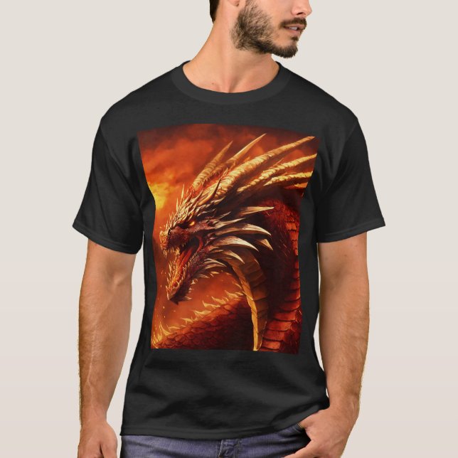 Wall of Dragon's Fire - Fierce and Fiery Design T-Shirt (Front)
