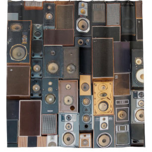 Wall of speakers shower curtain
