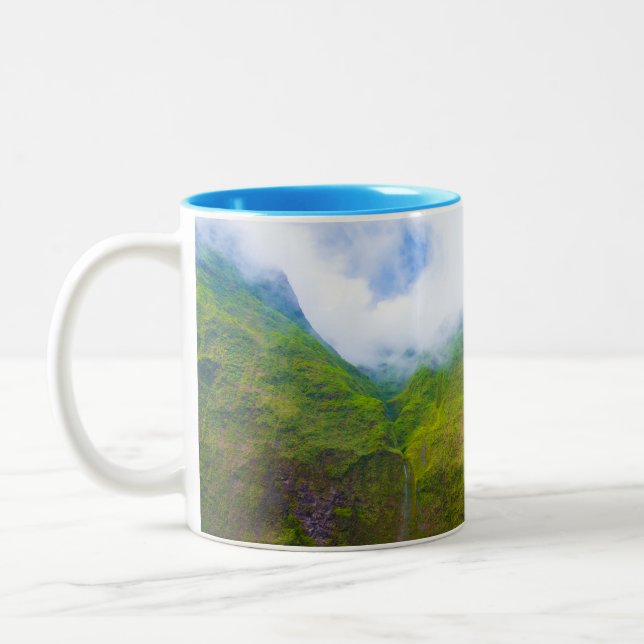 Wall of Tears, Mount Waialeale, Kauai, Hawaii Two-Tone Coffee Mug (Left)